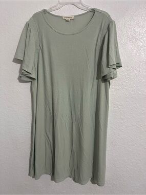 ECOTHREADS Womens Light Green Flare Sleeve Ribbed Knit Shirt Dress Size XXL #247
